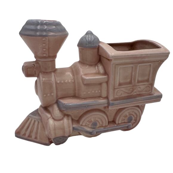 Vintage Baby Train Vase Planter Pink and Blue - Picture 3 of 7